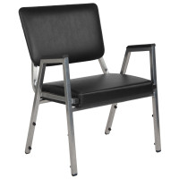 Flash Furniture XU-DG-60443-670-2-BV-GG HERCULES Series 1500 lb. Rated Black Antimicrobial Vinyl Bariatric Medical Reception Arm Chair with 3/4 Panel Back
